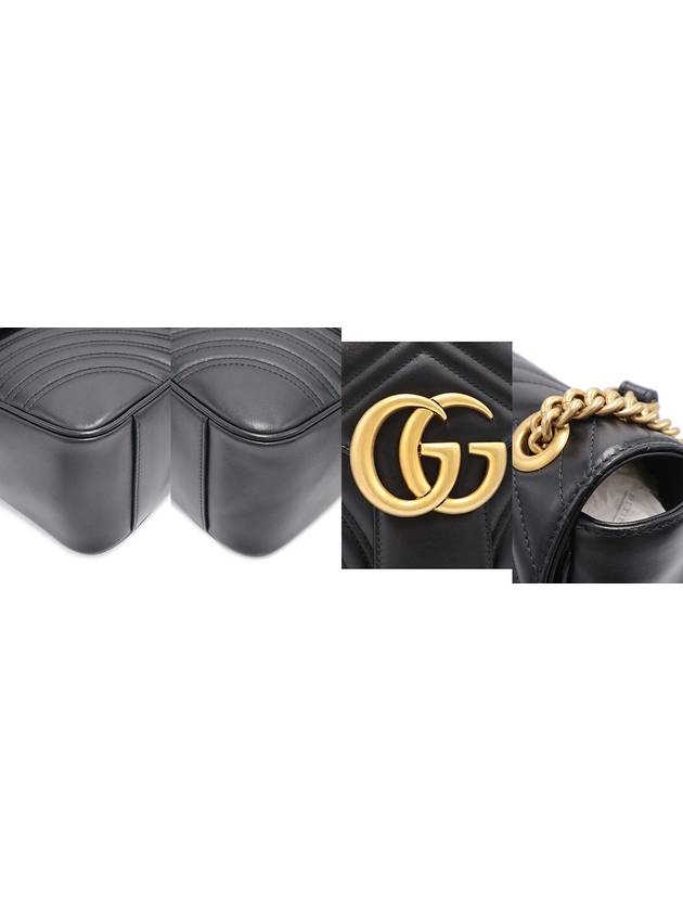 Women s Gucci 498090 Black Matelasse Chevron Gold Chain GG Marmont Large Shoulder Bag gt Gangbuk used luxury goods - GUCCI - BALAAN 9