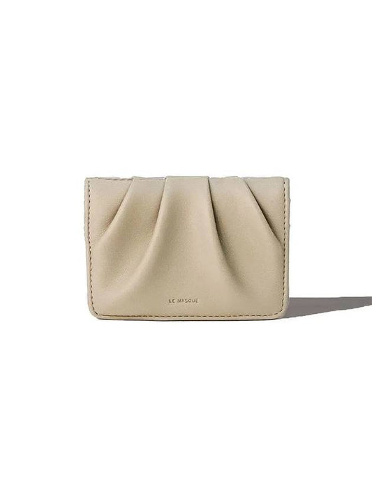 Doe Soft Womens Leather Card Wallet Beige - LE MASQUE - BALAAN 2