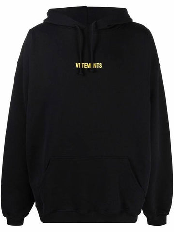 Neon Logo Label Hoodie Black - VETEMENTS - BALAAN 1