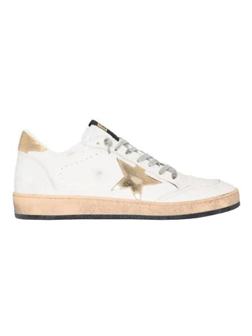 Women's Ballstar Leather Upper Laminate Star Heel Tab Low Top Sneakers Milk Gold - GOLDEN GOOSE - BALAAN 1