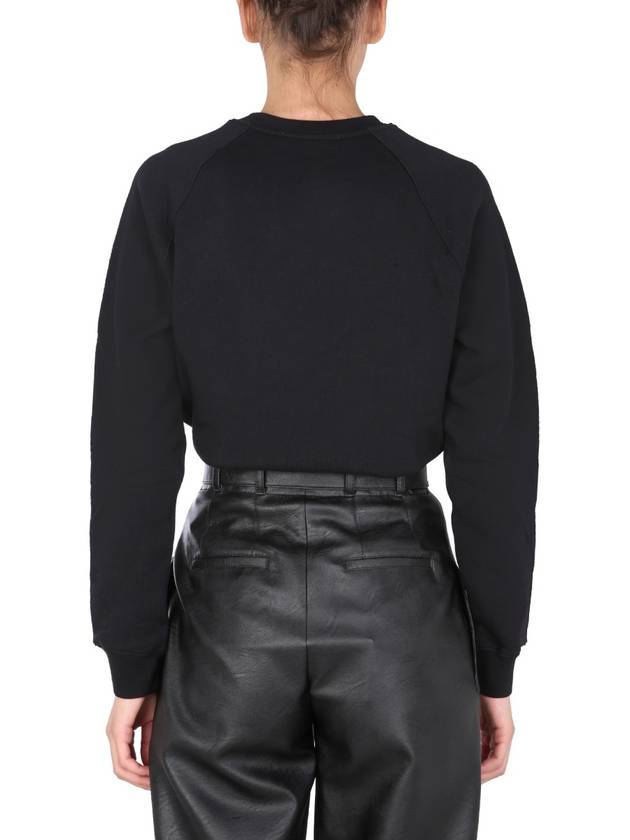 Women's Brushed Logo Crew Neck Sweatshirt Black - MSGM - BALAAN 11