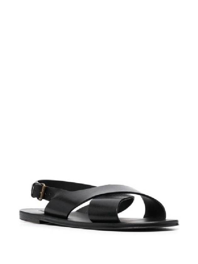 Mojave Cross Strap Sandals Black - SAINT LAURENT - BALAAN 5