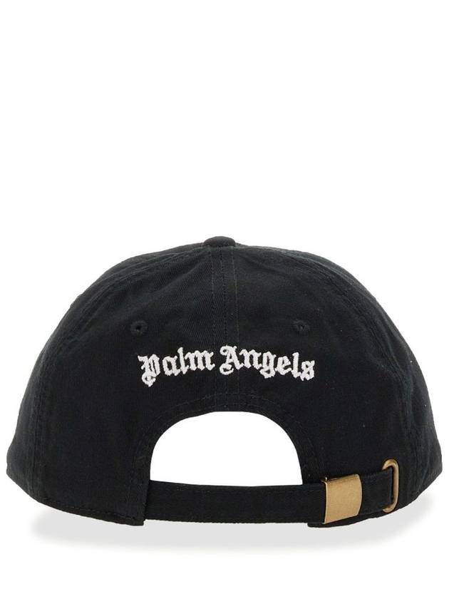 Embroidered Monogram Base Ball Cap Black - PALM ANGELS - BALAAN 6