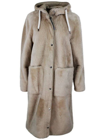 Fur Hooded Coat Beige - BRUNELLO CUCINELLI - BALAAN 1