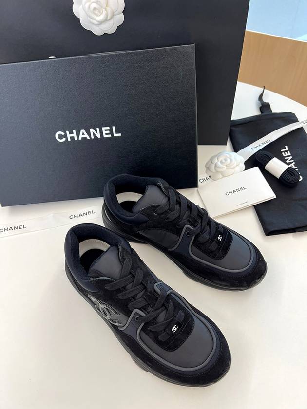 Cruz CC Logo Suede Low Top Sneakers Black - CHANEL - BALAAN 8