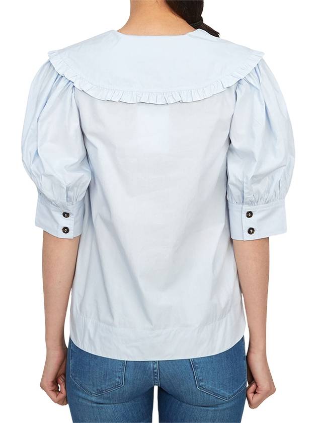 V Neck Blouse Blue - GANNI - BALAAN 4