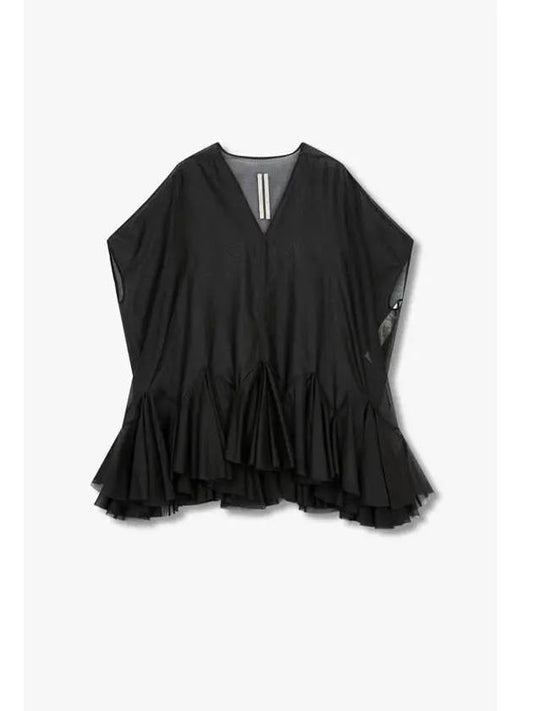 WOMEN COTTON DRAPED MINI DRESS BLACK - RICK OWENS - BALAAN 1