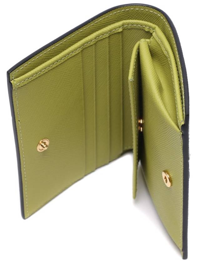 Saffiano Leather Color Block Half Wallet Olive - MARNI - BALAAN 6