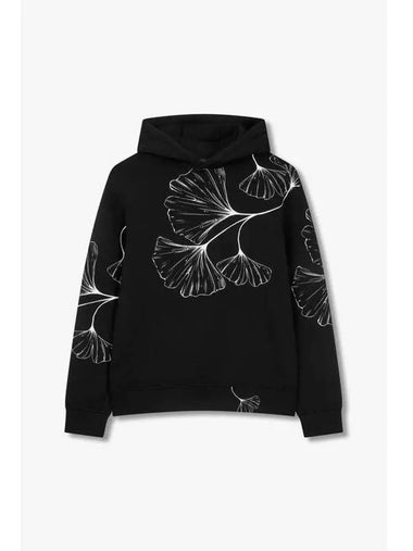 Men s Big Leaf Print Hooded Sweatshirt Black - EMPORIO ARMANI - BALAAN 1