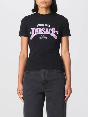 T-shirt Versace in cotone con logo - VERSACE - BALAAN 1