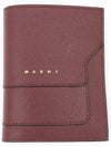 Saffiano Logo Half Wallet Burgundy - MARNI - BALAAN 3