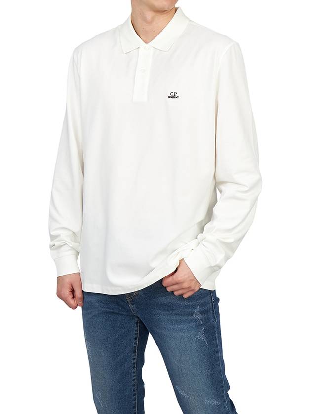 Logo Print Long Sleeve Polo Shirt White - CP COMPANY - BALAAN 6