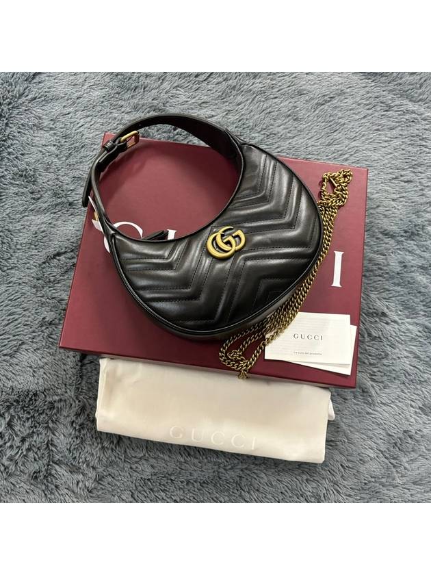 GG Marmont Half Moon Mini Bag Black - GUCCI - BALAAN 2