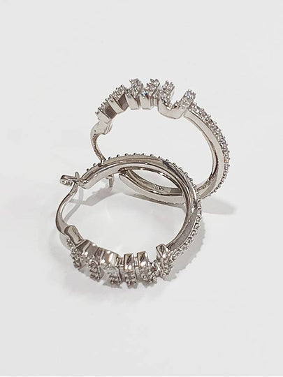 Logo Crystal Ring Earrings Silver - MIU MIU - BALAAN 2