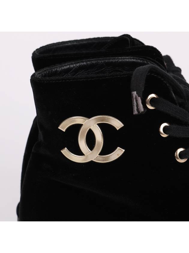 Suede Black High Top Women s Sneakers - CHANEL - BALAAN 6