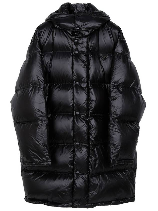 Triangle Logo Down Hoodie Padded Jacket Black - PRADA - BALAAN 2