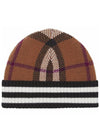 Check Stripe Cashmere Beanie Dark Burch Brown - BURBERRY - BALAAN 2