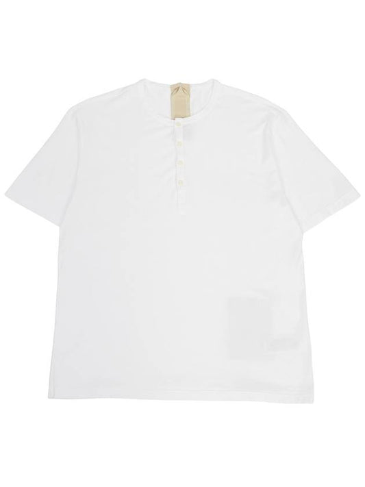 Men's Henry Neck Cotton Short Sleeve T-Shirt White - TEN C - BALAAN 2