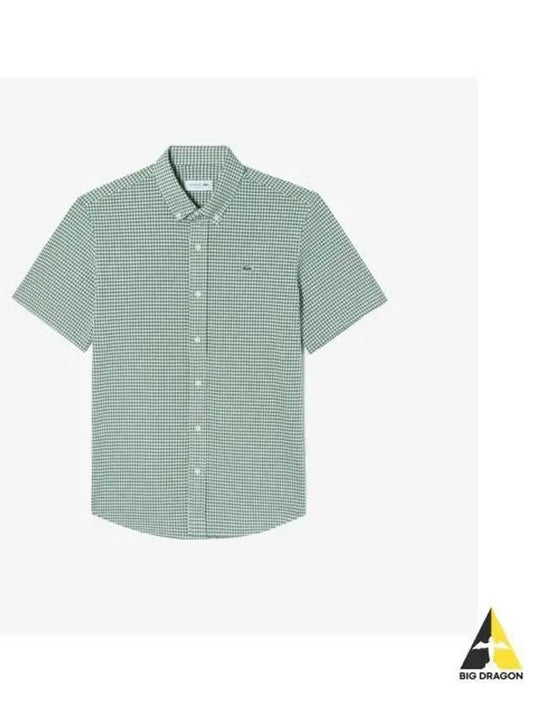 Men s Short Sleeve Jersey Check Shirt Green - LACOSTE - BALAAN 1