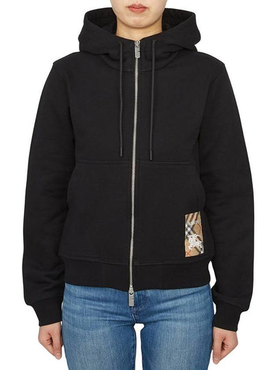 Check Label Zip Up Hoodie Black - BURBERRY - BALAAN 2