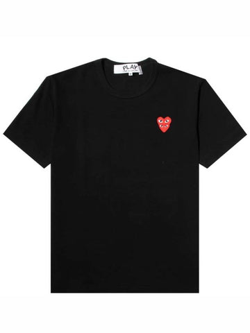 Play Double Red Heart T Shirt Black P1T288000 - COMME DES GARCONS - BALAAN 1