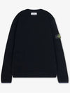 Logo Patch Crew Neck Knit Top Black - STONE ISLAND - BALAAN 3