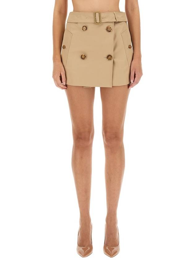 Women's Cotton Gabardine Mini Trench A-Line Skirt Beige - BURBERRY - BALAAN 2