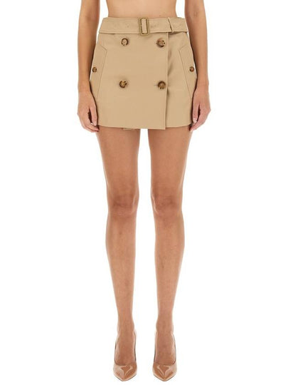 Women's Cotton Gabardine Mini Trench A-Line Skirt Beige - BURBERRY - BALAAN 2