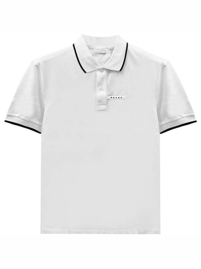 Logo Patch Polo Shirt White - PRADA - BALAAN 2