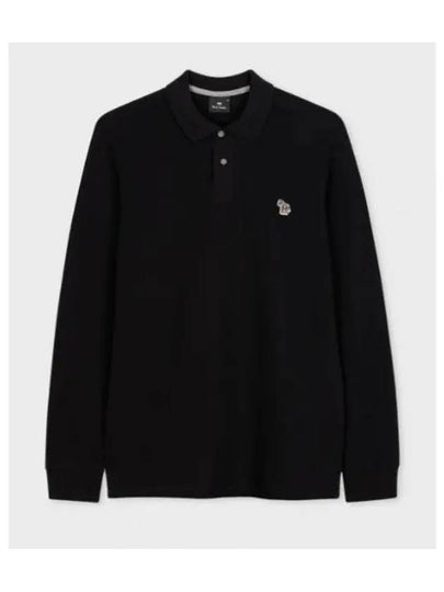 Men's Zebra Patch Long Sleeve Polo Shirt Black - PAUL SMITH - BALAAN 2