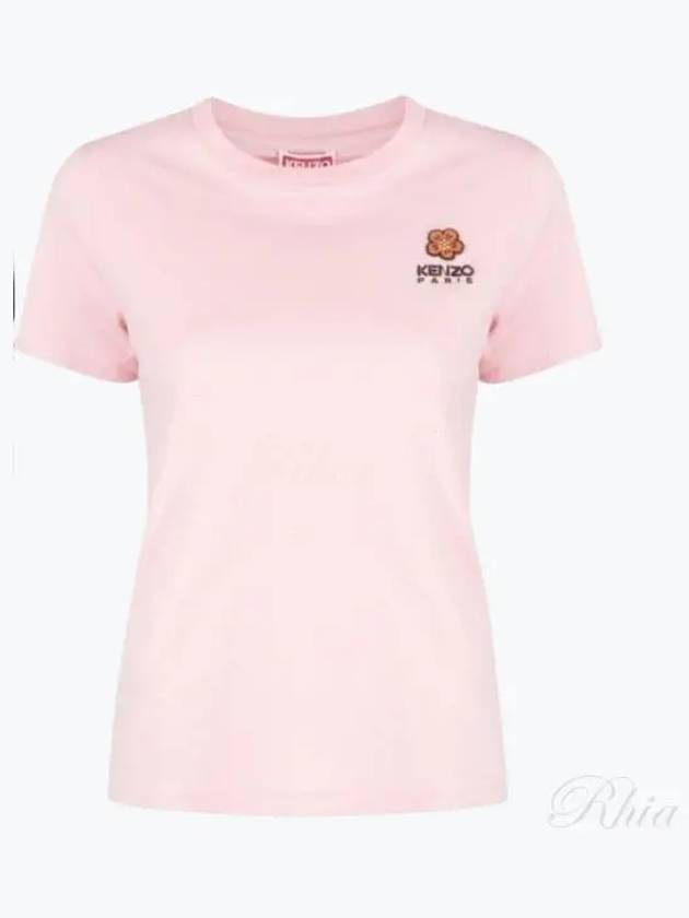 Boke Flower Logo Embroidery Short Sleeve T Shirt Pink - KENZO - BALAAN 2