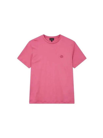 Men s Embroidered Logo Cotton T Shirt Dark Pink - GIORGIO ARMANI - BALAAN 1