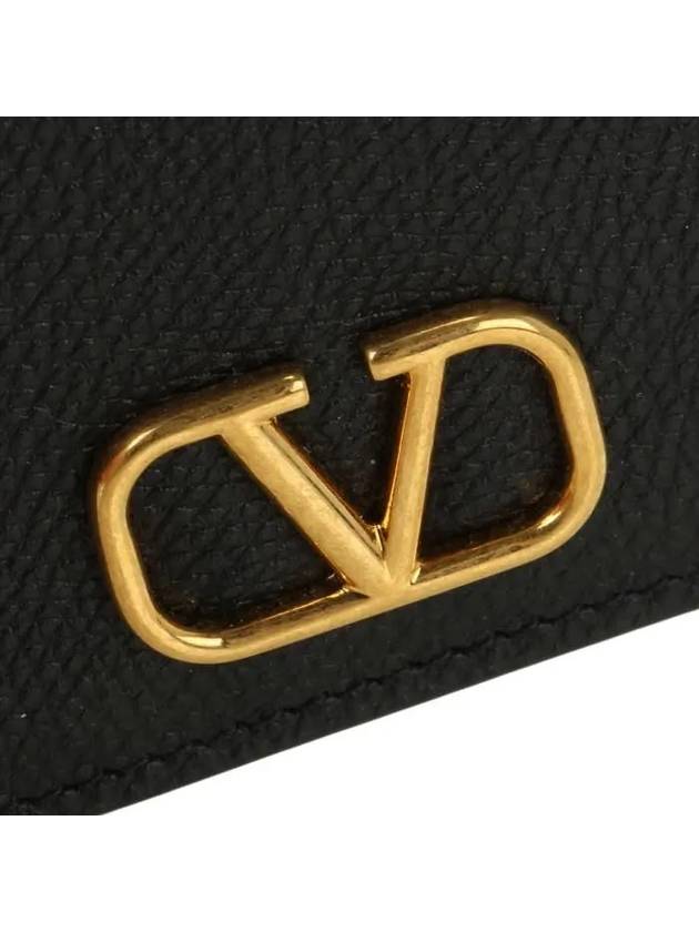 Compact V Logo Signature Calfskin Half Wallet Black - VALENTINO - BALAAN 7