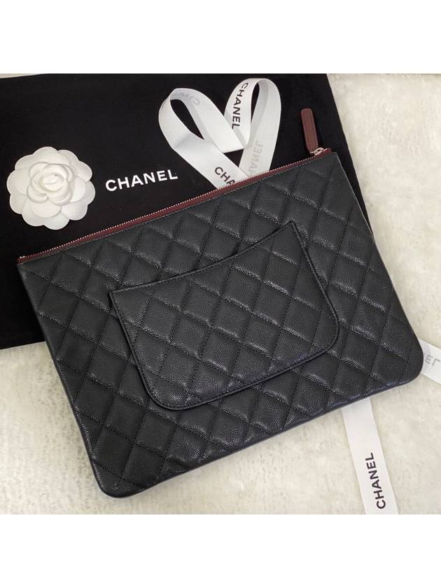 Large Classic Pouch Grained Calfskin Gold Black - CHANEL - BALAAN 3