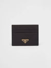 Saffiano Leather Triangle Logo Card Wallet Black Gold - PRADA - BALAAN 2