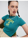 Women's Slim Crop Short Sleeve T-Shirt Green - STUSSY - BALAAN 2