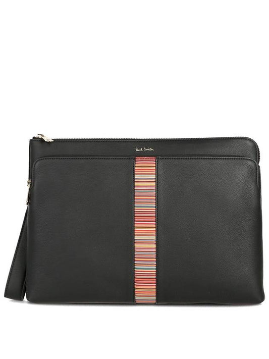 Signature Stripe Clutch Bag Black - PAUL SMITH - BALAAN.