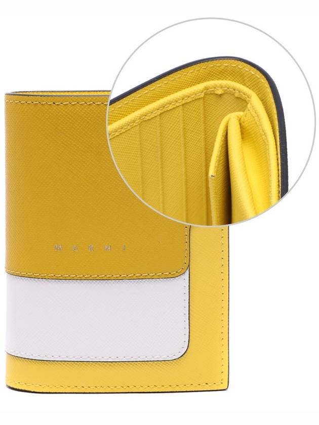 Saffiano Leather Color Block Half Wallet Yellow - MARNI - BALAAN 2