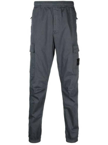 Garment Dyed Cotton Wool Satin Cargo Track Pants Grey - STONE ISLAND - BALAAN 1