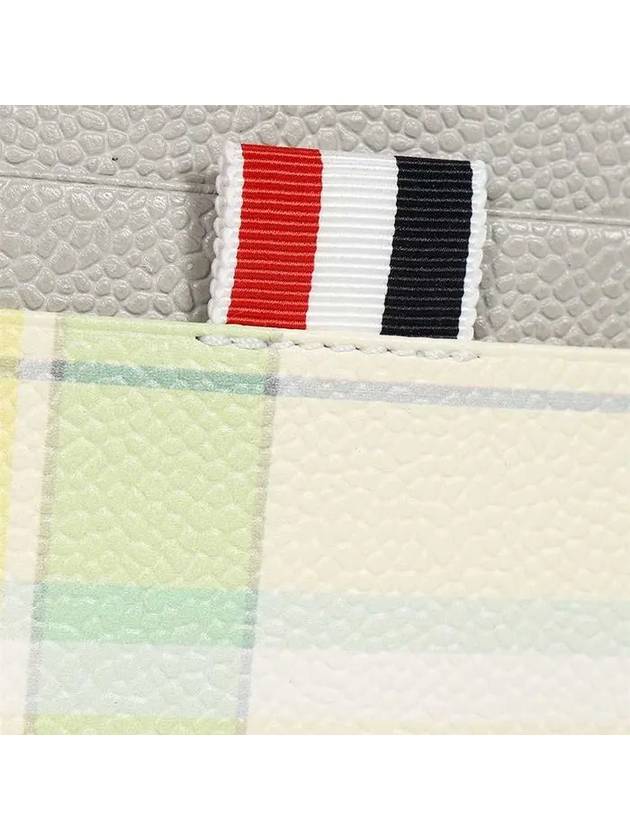 Check 4 Bar Leather Card Wallet Light Green - THOM BROWNE - BALAAN 5