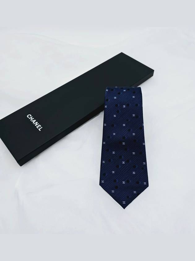 Men's tie CC logo navy AAA000 - CHANEL - BALAAN 1