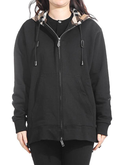 Check Cotton Hooded Jacket Black - BURBERRY - BALAAN 2