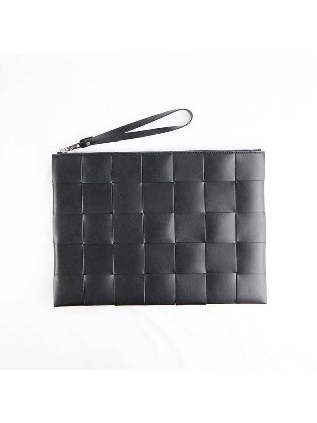 Intrecciato Weaving Strap Clutch Bag Black - BOTTEGA VENETA - BALAAN 2