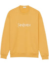 Embroidered Logo Organic Cotton Sweatshirt Yellow - SAINT LAURENT - BALAAN 1