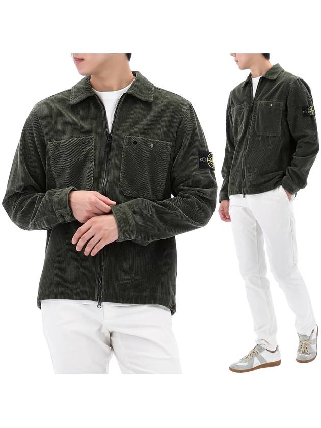 Wappen Patch Corduroy Cotton Jacket Green - STONE ISLAND - BALAAN 2