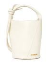 Le Petit Tourni Mini Knotted Leather Bucket Bag Ivory - JACQUEMUS - BALAAN 2