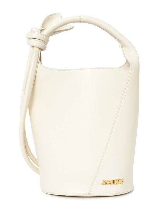 Le Petit Tourni Mini Knotted Leather Bucket Bag Ivory - JACQUEMUS - BALAAN 2