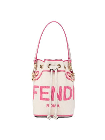 Roma Mon Treso Mini Canvas Bucket Bag Beige - FENDI - BALAAN 1