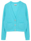 Jewel Button Soft Wool Cardigan Blue - GANNI - BALAAN 1