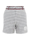 Gingham Stripe Trim High Waisted Shorts Medium Grey - THOM BROWNE - BALAAN 2